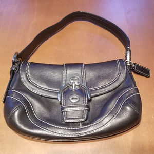 Coach Purse Handbag Black Buckle Baguette